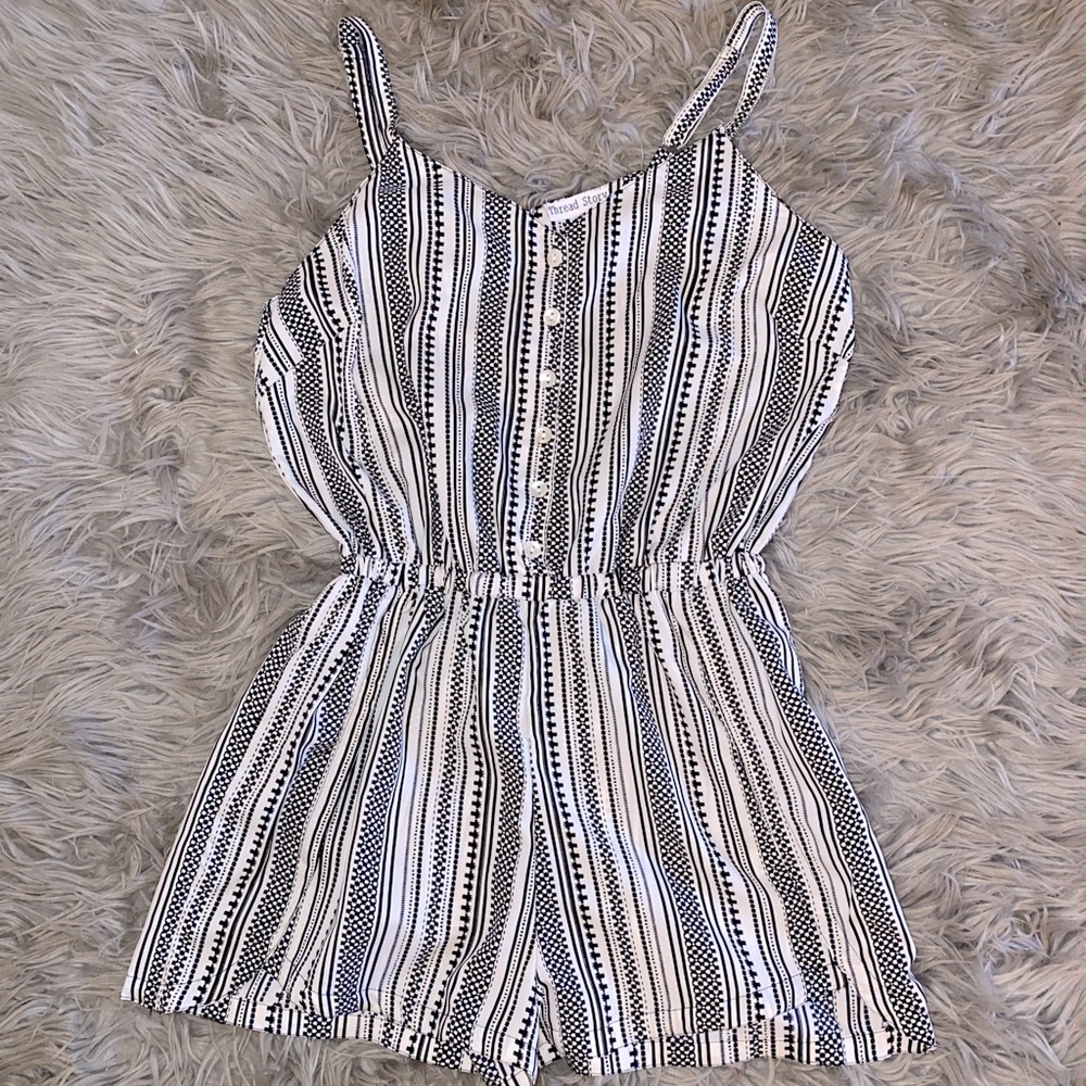 Ivory and black romper